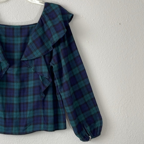 J.CREW Women's Blackwatch Plaid Flannel Top Size M - Picture 7 of 8